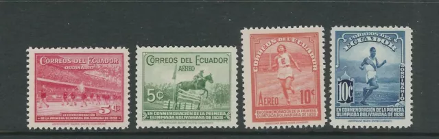 Équateur 1939 First Jeux Court Ensemble ( Scott 377-78, C65-66) VF MNH