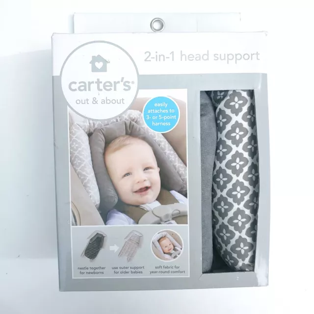Carter's 2 in 1 Double Head Support For Car Seats Gray White NEW