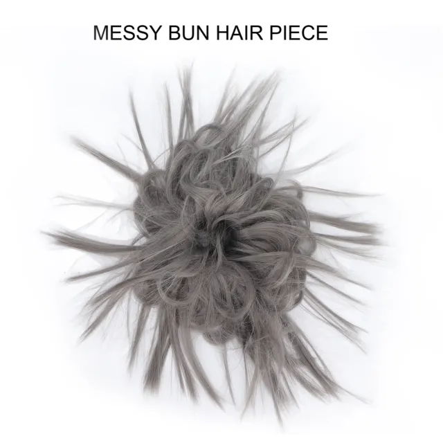 (Q17-Dimgray ) Messy Bun Hair Piece Tousled Updo Extensions Wavy Wrap