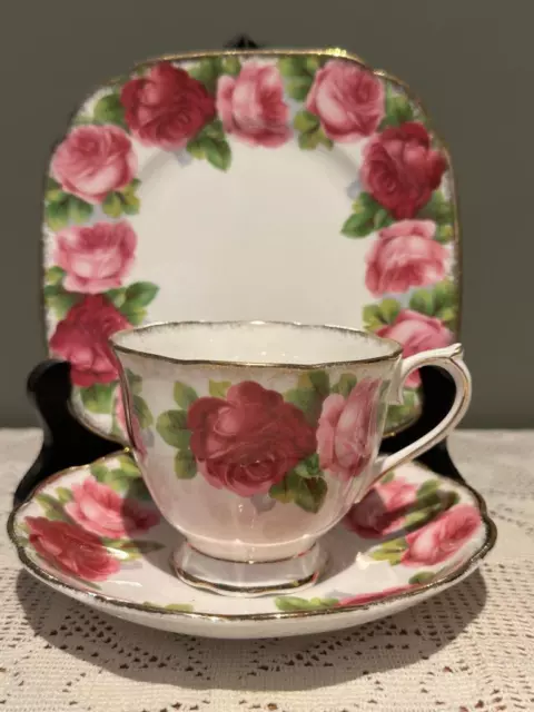 Royal Albert Bone China Trio - Old English Rose - Cup Saucer Plate - Vgc