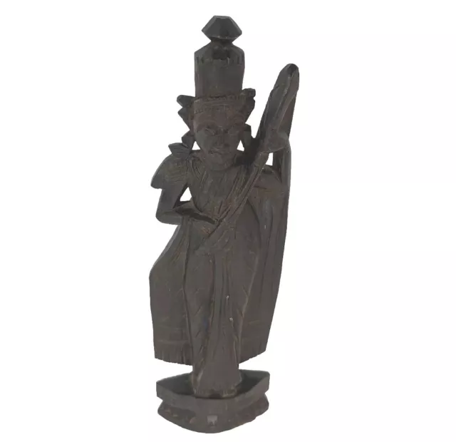 Vintage Hand-Carved Folk Art Thai Wooden Temple Buddha Prayer 10" Statue