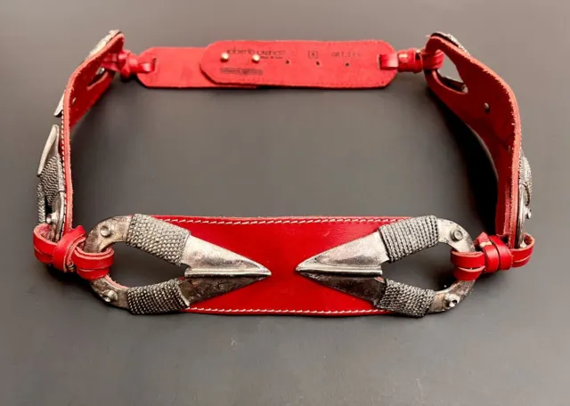 Vintage Roberto Piccinetti Italy Red Women’s 2” Waist Belt Genuine Leather Metal