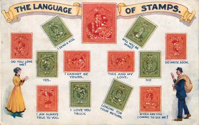 The Language Of Stamps - Postcard
