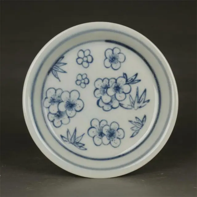Chinese Qing Blue and White Porcelain Plum Bossom Pattern Plate 3.94 inch