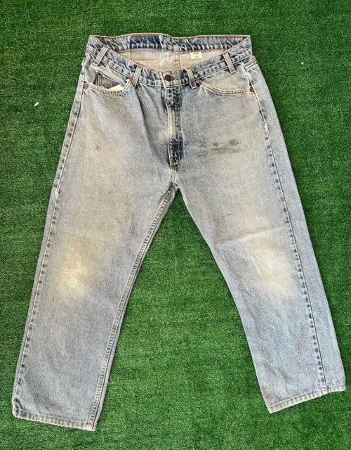 Vintage Levi's 505 1990’s Men's 36x30 fits 33x25 Denim Blue Jeans Orange Tab