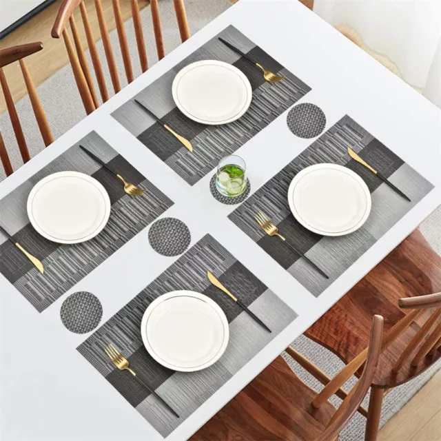 Set of 4 PVC Place Mats and Coasters Dining Table Placemats Non-Slip Washable