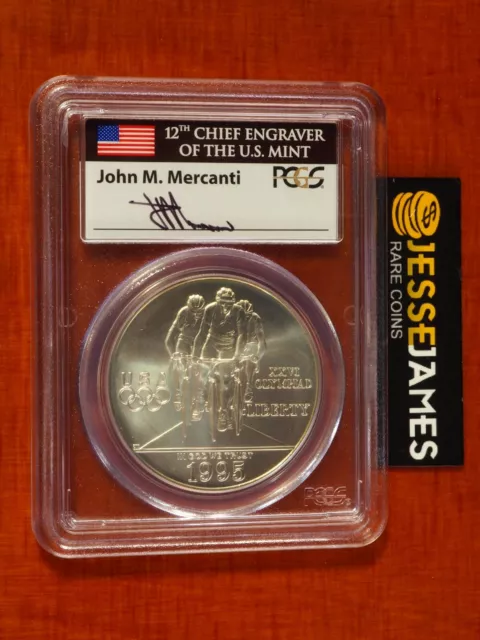 1995 D $1 Uncirculated Silver Cycling Commemorative Dollar Pcgs Ms69 Mercanti