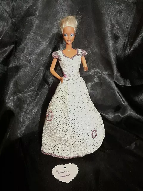 Barbie Abito Fatto A Mano  Uncinetto  -  Abito Cuore