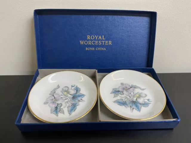 Royal Worcester “Woodland” Boxed Pair of Pin Dishes - 10cm - Made in England