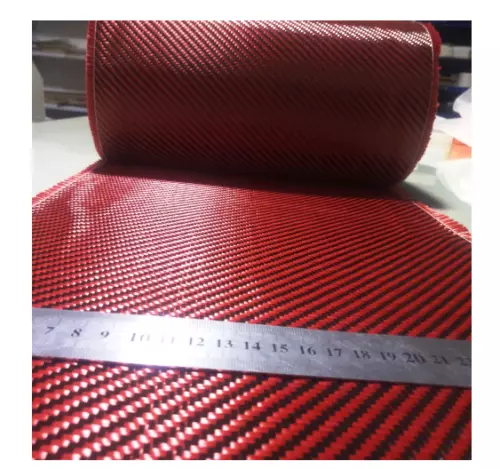 Red Aramid 3K 1100D Carbon Fiber Mix Cloth 200gsm Twill 20"/50cm Hybrid Fabric