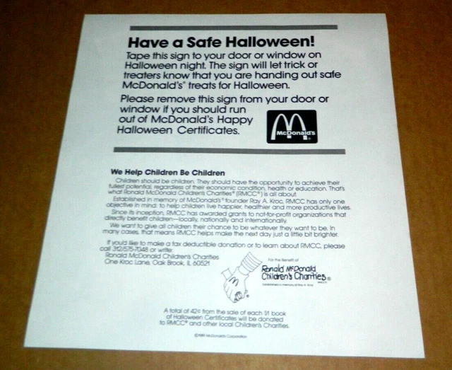 Roger Rabbit Ad VTG 1989 MCDONALDS Disney Who Framed Roger Rabbit Happy Halloween Ad ...