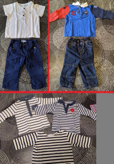 Lot de vêtements Taille 12 mois bébé ensembles pantalons tshirts polos