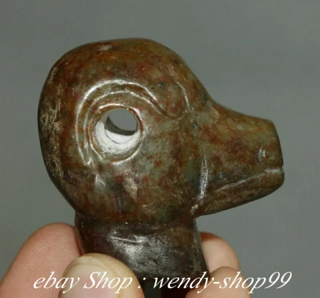 4.5CM China Hongshan Culture Old Jade Carved Animal Dog Head Pendants Statue