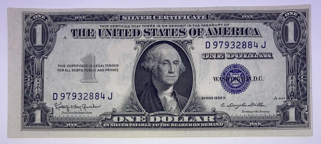 1935H Silver Certificate Note With Motto Uncirculated Rare Out Of Center Error