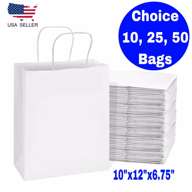 Paper bags white kraft bag with handles gift Retail Merchandise shopping Bag