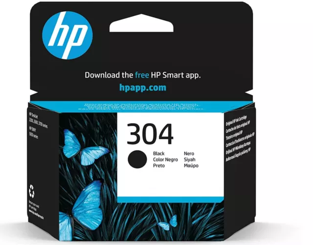 HP 304 Nero, N9K06AE, Cartuccia Originale HP, Compatibile Con Stampanti HP Deskj