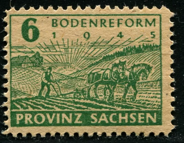 SBZ Provinz Sachsen seltene Marke Bodenreform Mi.Nr. 85 x a A tiefst gepr. Ströh