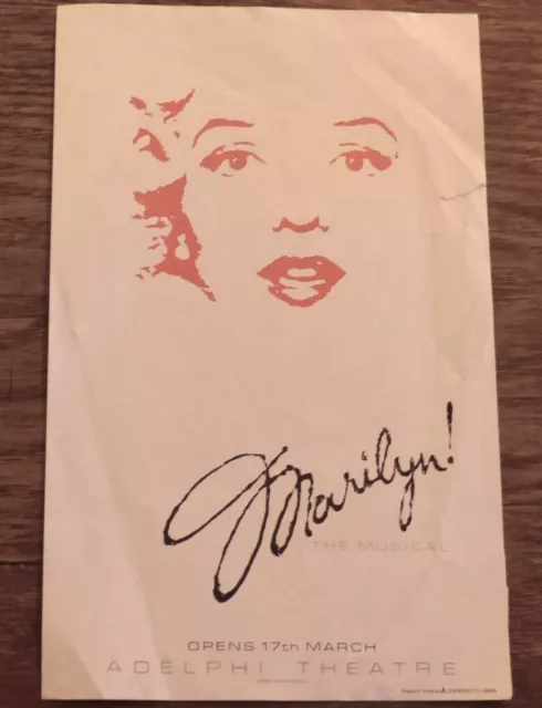 Adelphi Theatre Flyer For The Musical 'Marilyn' 17 March 1983
