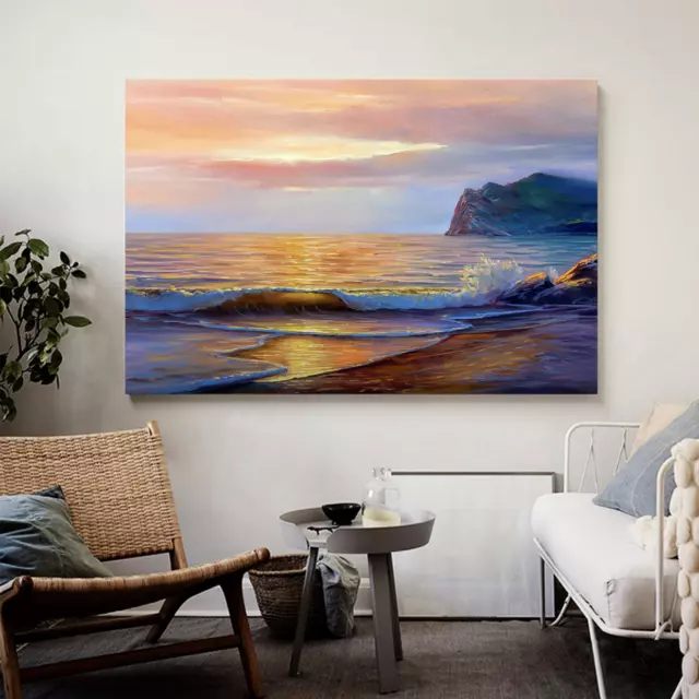 Sunset Beach Landscape Waves Canvas Wall Art Printing Painting Home Decor