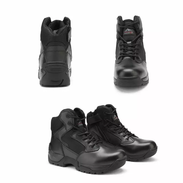 Men's Leather Zip Military Tactical Boots Motorcycle Combat Ankle Hiking Boots