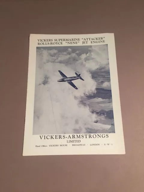 Vickers Armstrongs Supermarine Attacker Manufacturers Sales Brochure Cutaway