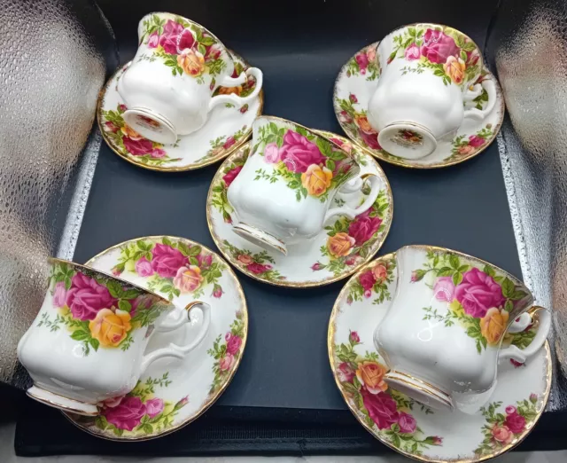 Royal Albert Old Country Roses 5 Coffee Cups & Saucers New Vintage England