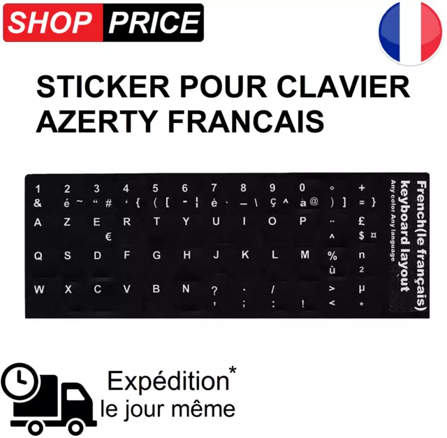 Autocollant Sticker Etiquette AZERTY Pour Clavier Ordinateur PC Touche Français