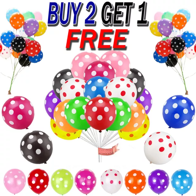 12" Polka Dot Balloons Spotty Printed Latex Party Ballons Plain Baloons Decor UK