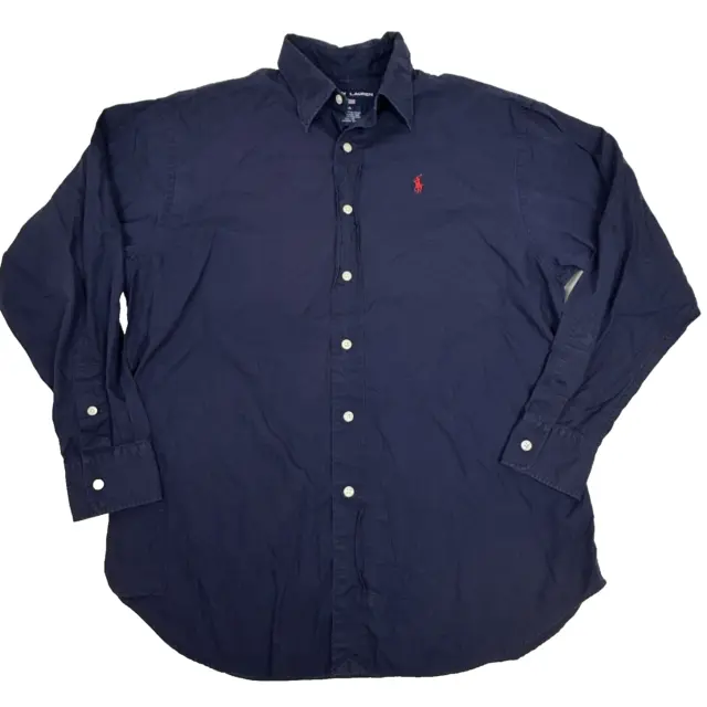 Polo Sport Ralph Lauren Shirt Boys Size 14 Blue Long Sleeve Button Up Red Pony