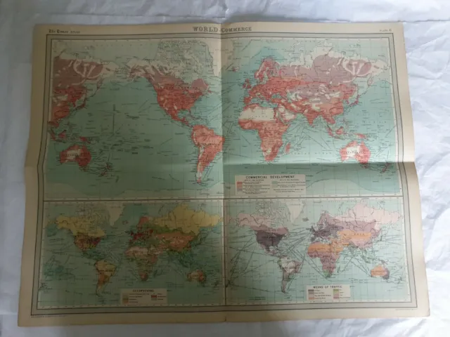 Old Map From The Times Atlas Bartholomew World Commerce