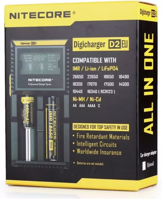 Nitecore D2 Eu Digicharger Rechargeable Battery Ladegerat Li-Ion/Nimh Neu