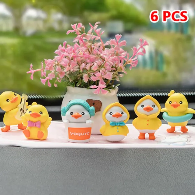 6PCS Creative Cartoon Figure Mini Duck Model Decoration Car Interior Ornaments