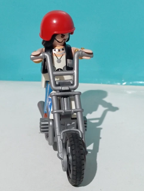 Playmobil Vintage - Motard Heavy Metal Avec Moto, Occasion, édition Spéciale