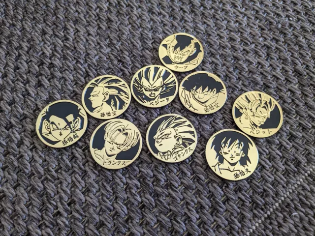 Lot - Pogs - Kini - Gold - Dragon Ball Z - Goku, Vegeta, Trunks, Gohan 1995