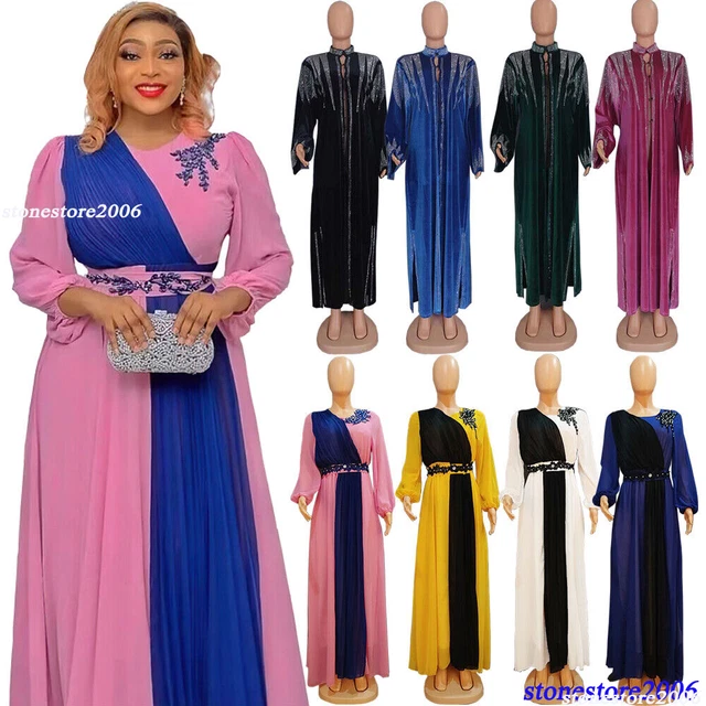 AFRICAN DASHIKI WOMEN Muslim Maxi Dress Dubai Abaya Evening Party Gown