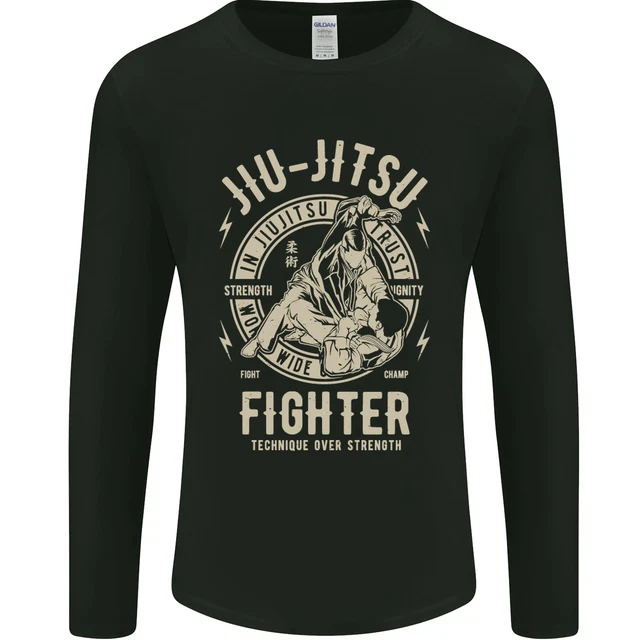 T-shirt da uomo Jiu Jitsu Fighter arti marziali miste MMA a maniche lunghe