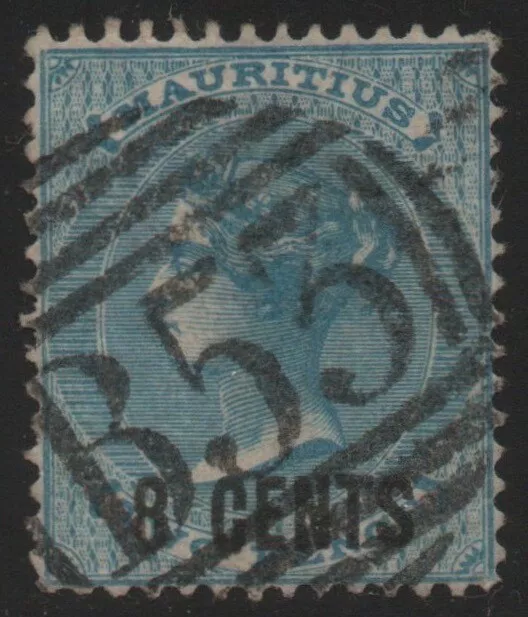 Mauritius 1878, QV, surcharge 8c on 2p blue 4c, SG 85, Fine Used