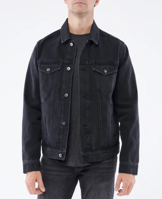 Lazer Men's Denim Trucker Jacket - Black Wash - Size Small