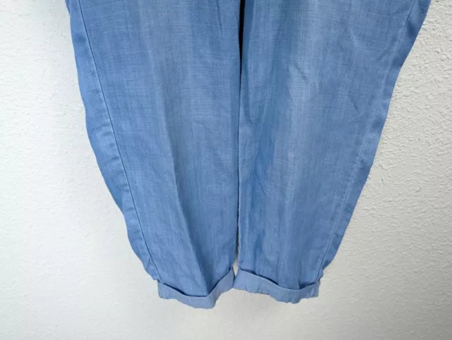 HM Maternal Mama Pants Womens 2 Blue Drawstring Rolled Ankles Trousers Chambray 3
