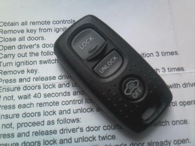 GENUINE MAZDA (PART:VISTEON41804-433MHZ) 3 BUTTON REMOTE ALARM KEY FOB+ ...