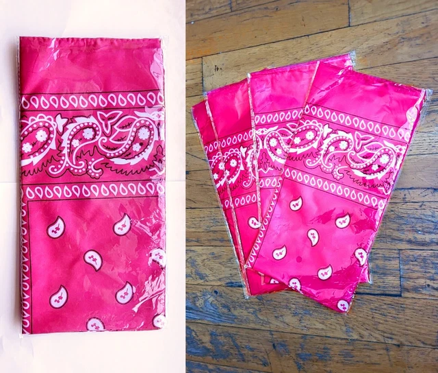 Red Rose Paisley Print Bandana 4 Pack Lot Hot Pink UNISEX Head Wrap Scarf 21" US