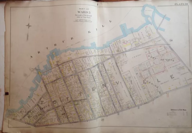 1898 Staten Island Tottenville New York E. Robinson Atlas Map 24X36