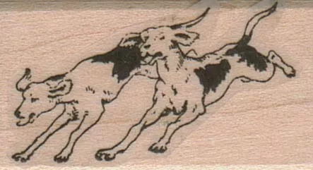 Two Running Dogs rubber stamp 1" x 1 1/2", Dog Stamp, Cute Dog