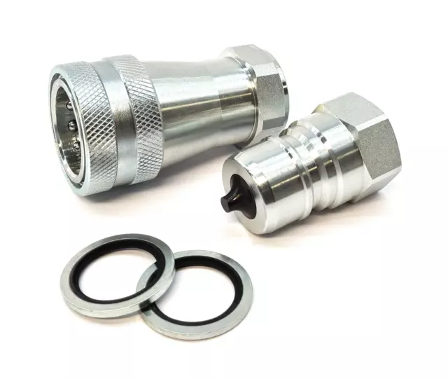 Hydraulic Quick Release Coupling Fitting ISO A Sizes 1/4" to 2" + Bonded Washers