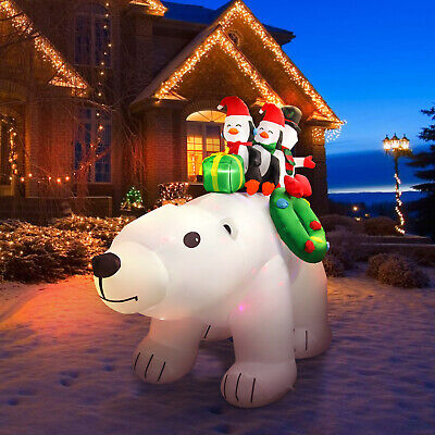 8Ft Christmas LED Inflatable Polar Bear Snowman Family Outdoor Yard Decorations