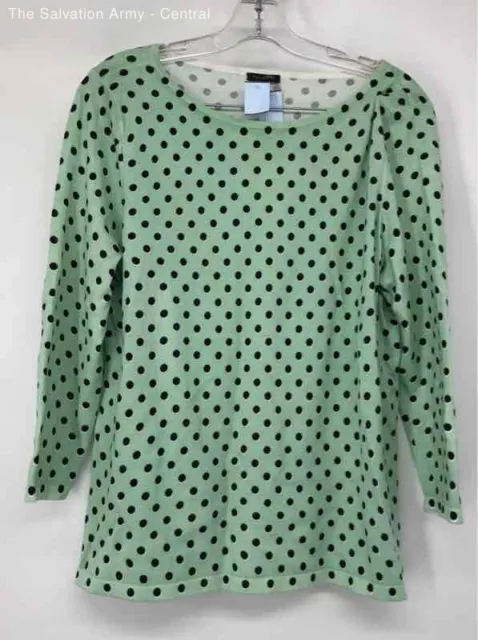 Talbots Womens Mint Green Polka Dot Long Sleeve Round Neck Knitted T-Shirt Large