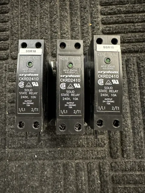 Lot Of 3 CRYDOM CKRD2410 Solid State Relay,In 4 to 32VDC,10A EXCELLENT