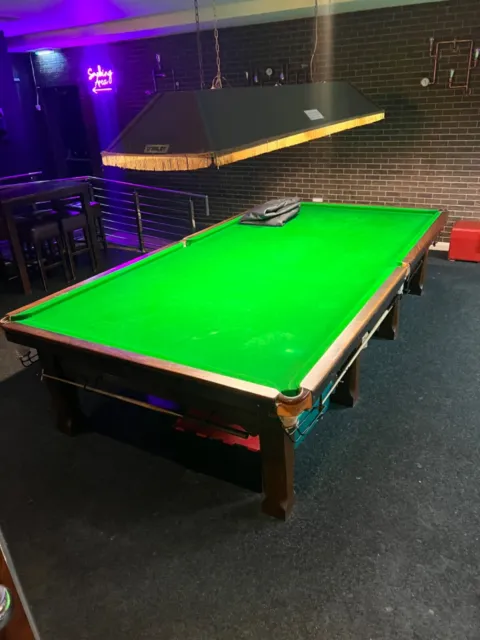 Full Size snooker table, c/w scoreboard, overhead light, cues, Rests And Balls