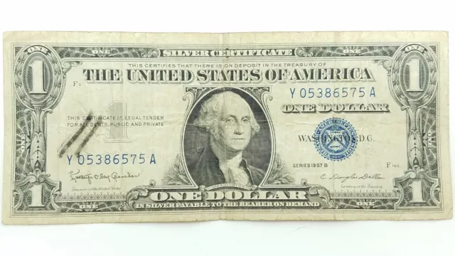 1957 B Blue Seal $1 One Dollar Silver Certificate Bill - Old Paper Money
