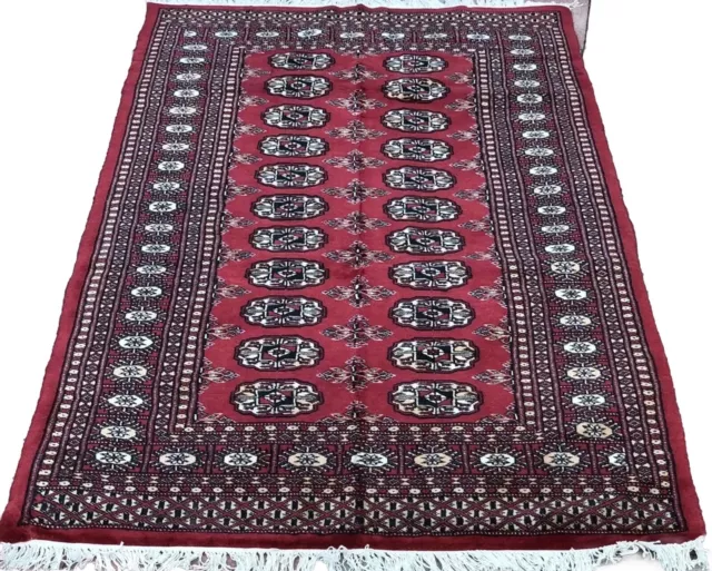 3x5 Super Fine Geometric Oriental Area Rug Hand-Knotted Wool Red Carpet